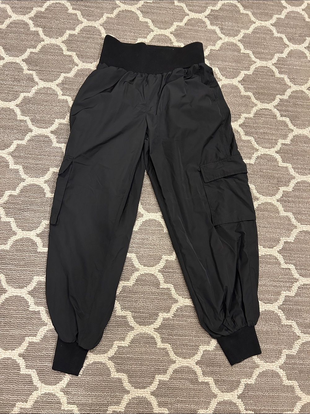 sundays Black Cargo Jogger Pants for Women